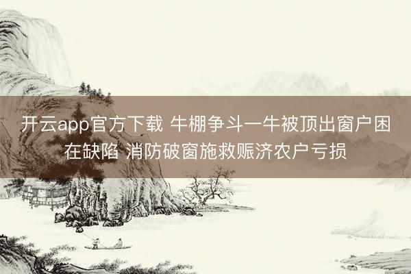 开云app官方下载 牛棚争斗一牛被顶出窗户困在缺陷 消防破窗施救赈济农户亏损