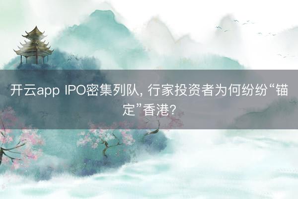 开云app IPO密集列队, 行家投资者为何纷纷“锚定”香港?